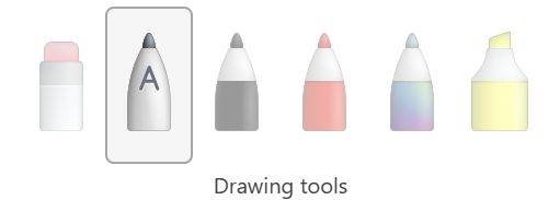 Outlook drawing tools with "text pen" selected