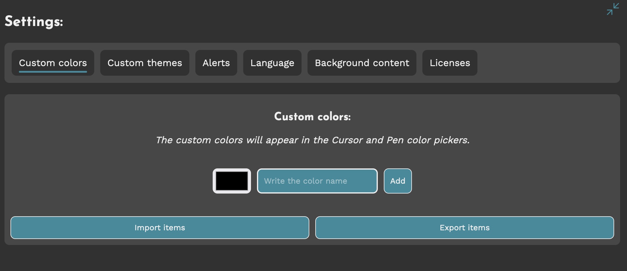 Custom color tab