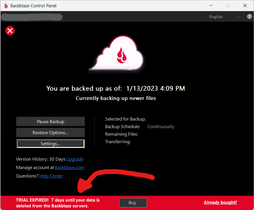 Backblaze Expired