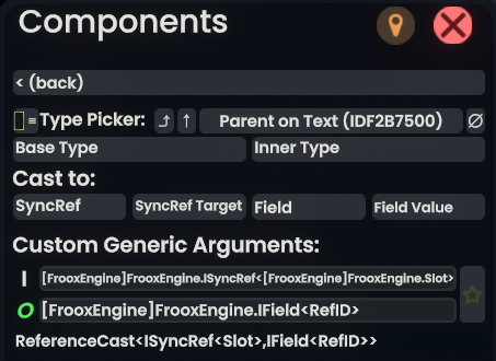 Added Type Picker panel with filled out parameters for ReferenceCast component