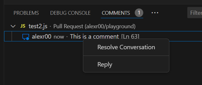 Comment thread context menu