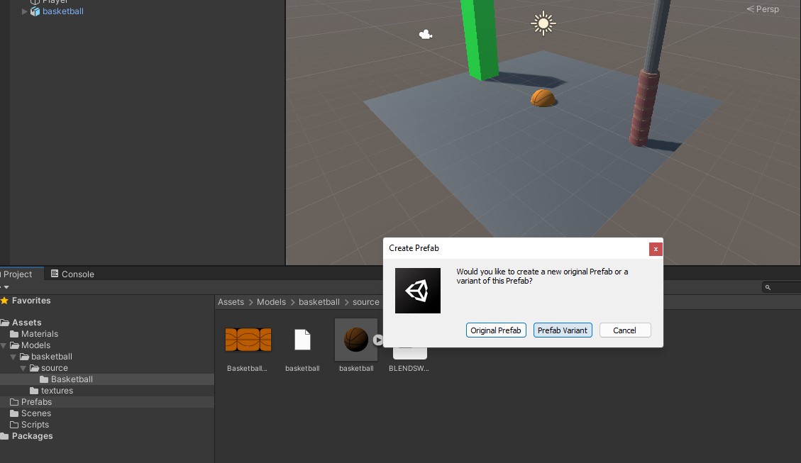 Screenshot showcasing Unity's Create Prefab options, with Prefab Variant highlighted.