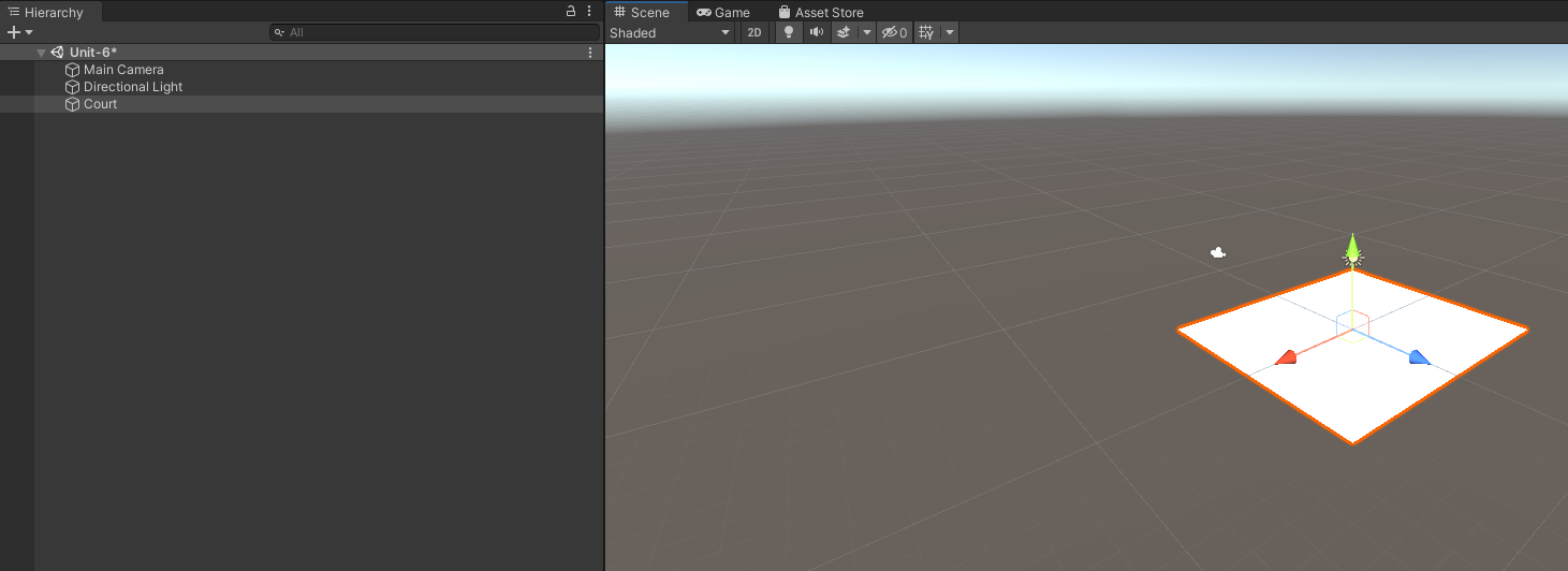 A screenshot of a 3D Plane Object in Unity