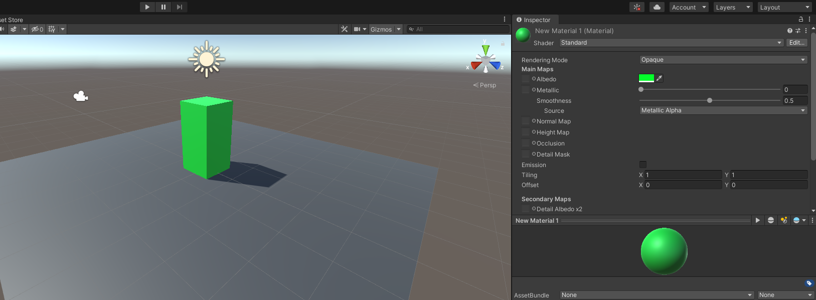 Screenshot of Unity's Inspector window and scene.