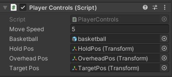 Screenshot of the player controls script properties.