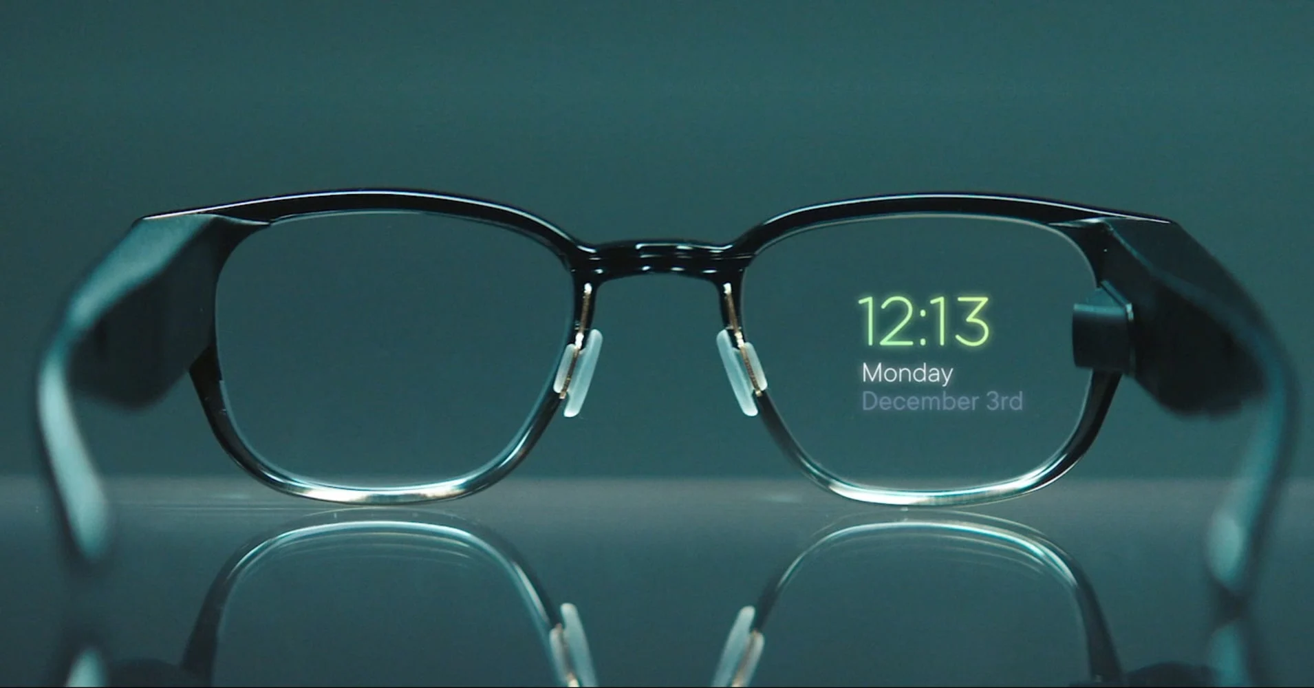 Smart glasses showcasing digital content in its lenses.