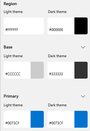 color properties window