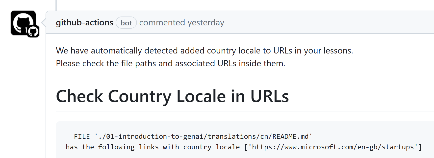 GitHub check country locale comment screenshot