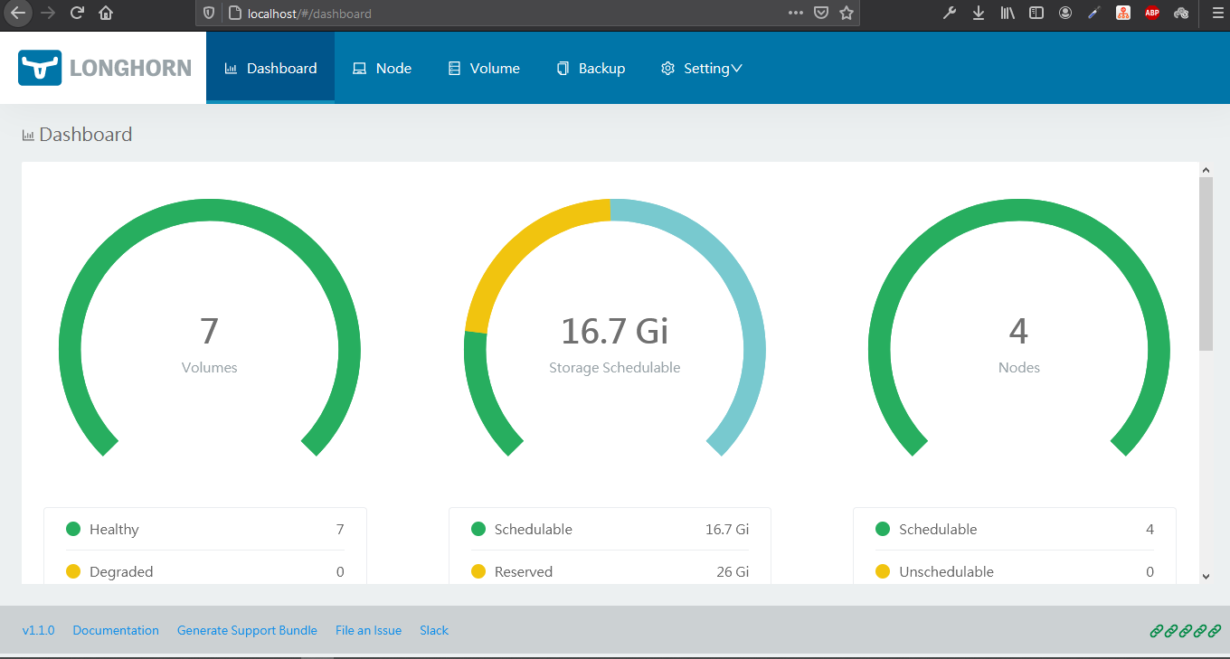 Longhorn UI dashboard