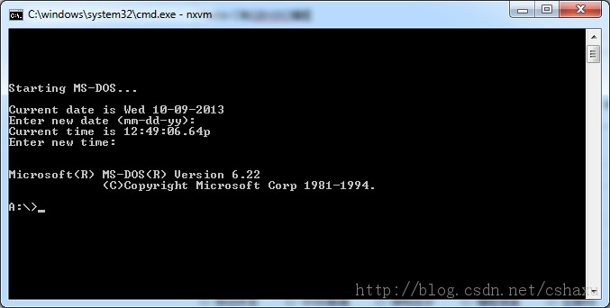 MS-DOS running in Win32 Console