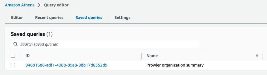 Athena saved query