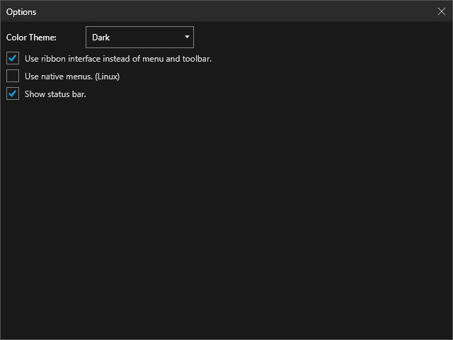 Dark Theme Options UI