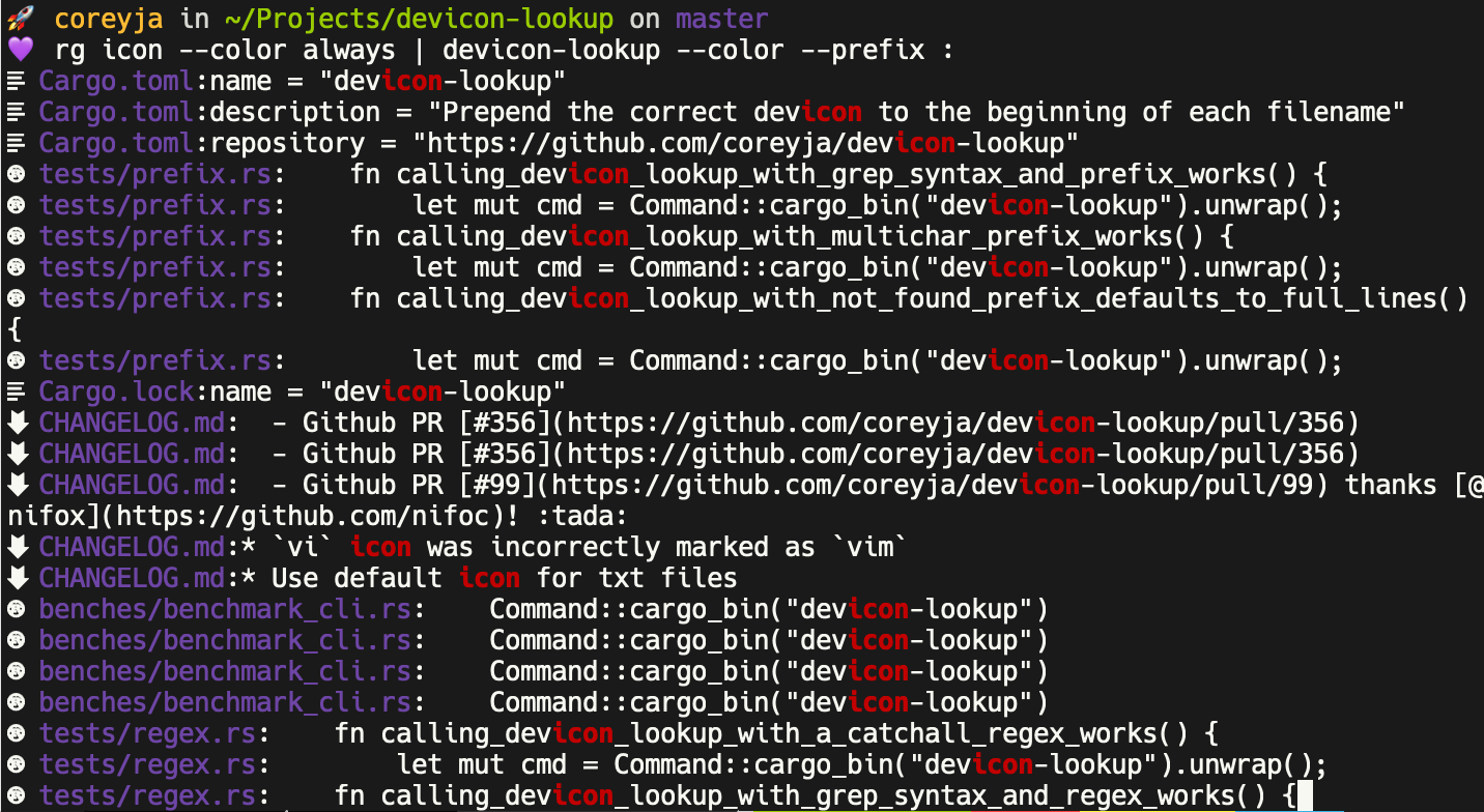 rg test | devicon-lookup --prefix :