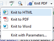 RSTudio knit menu