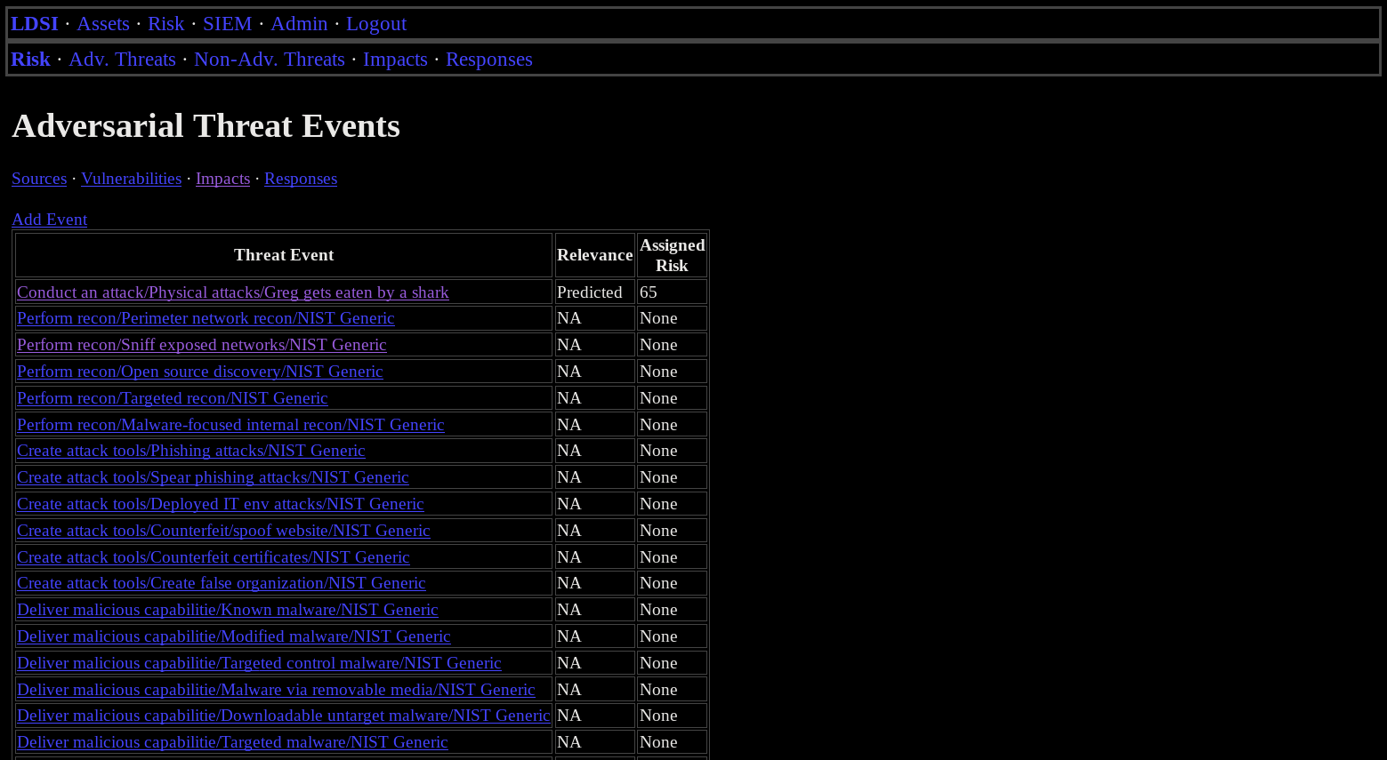 Adversarial threat event index screenshot