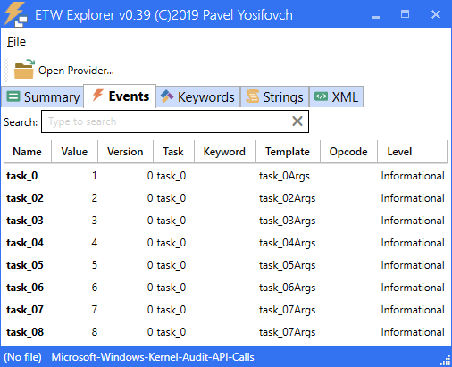 Microsoft-Windows-Kernel-Audit-API-Calls events