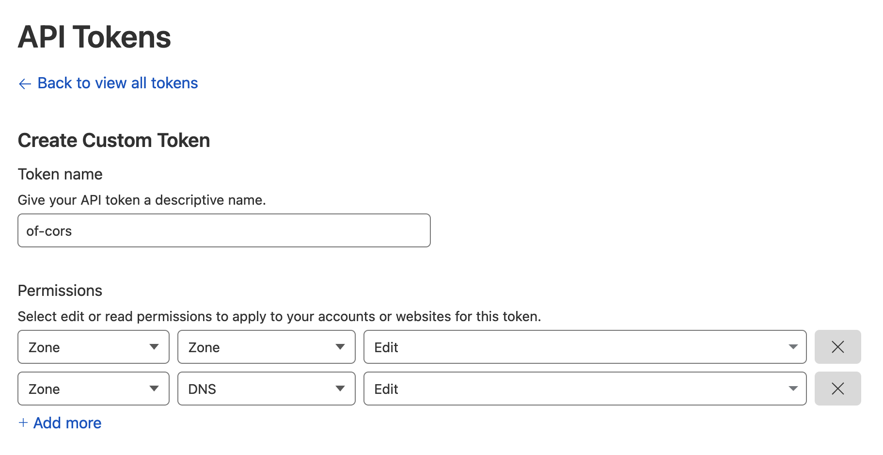 Cloudflare API Token Permissions