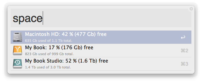 Disk space feedback display