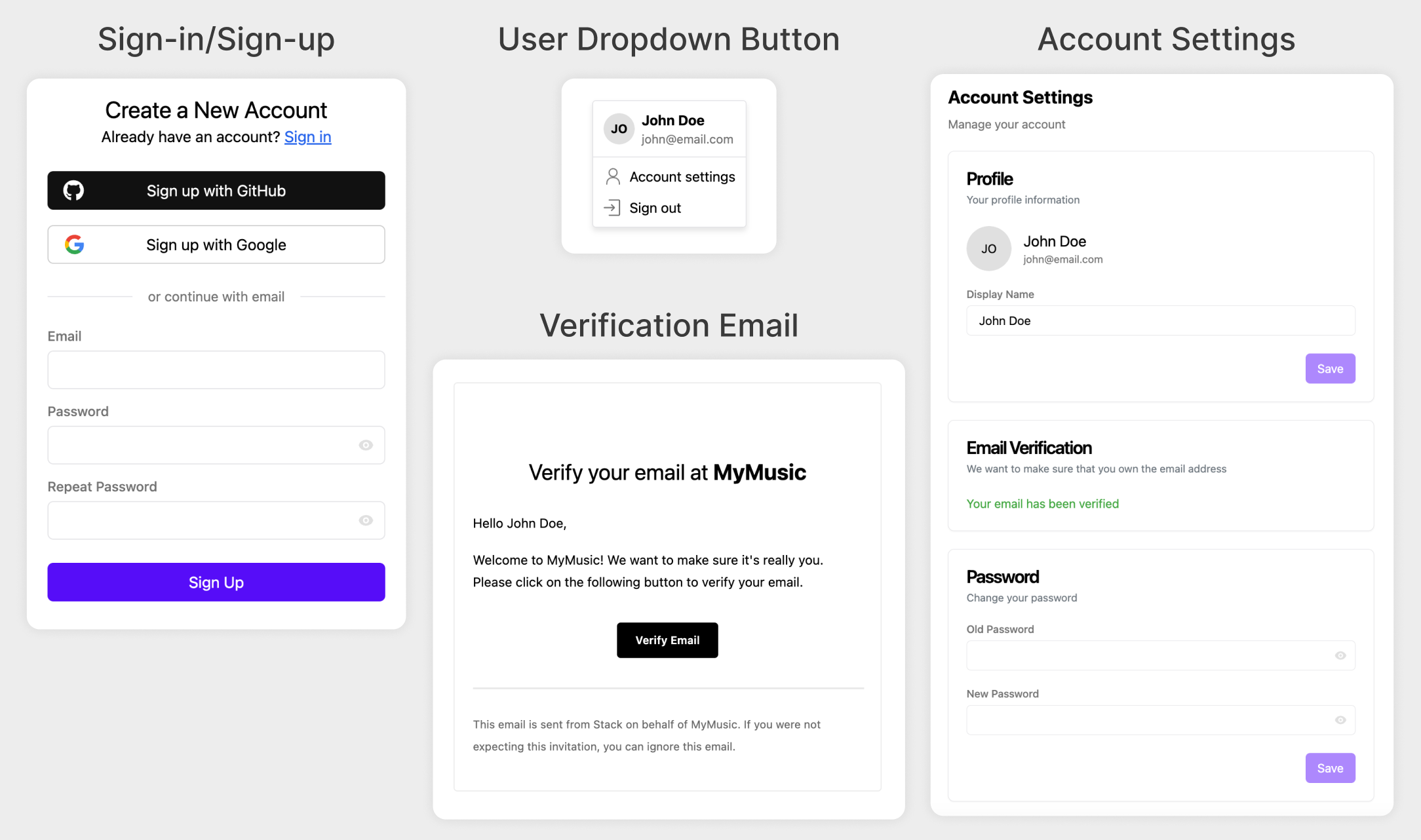 Stack Sign Up Page