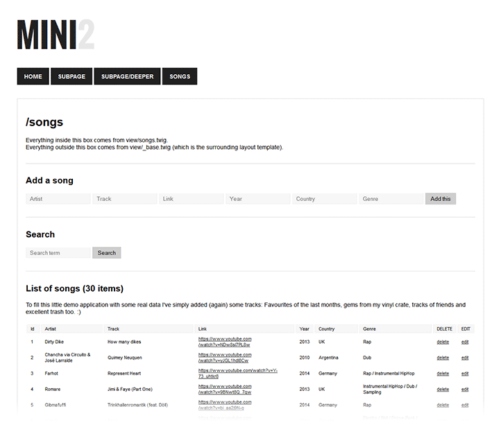 MINI2 - A naked PHP skeleton application on top of Slim