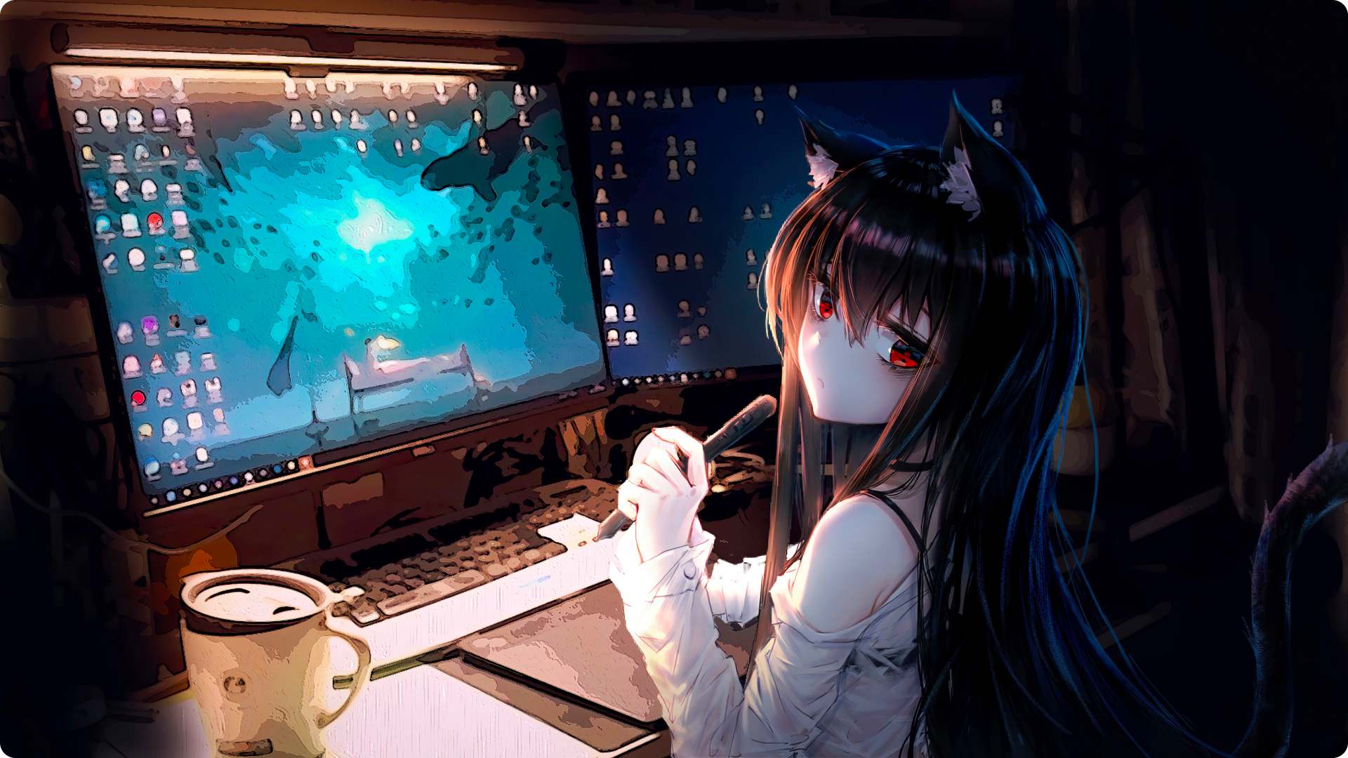 Anime Girl Programming Wallpaper