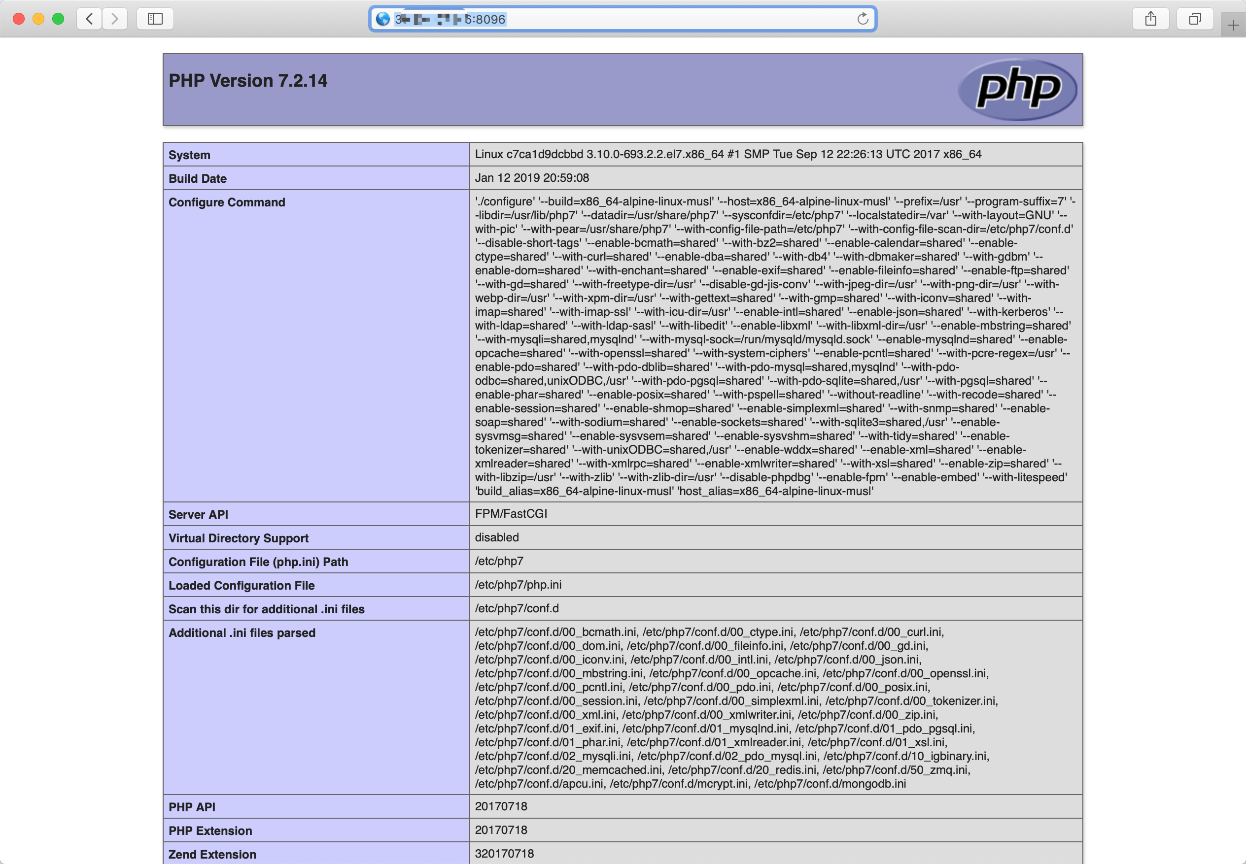 phpinfo