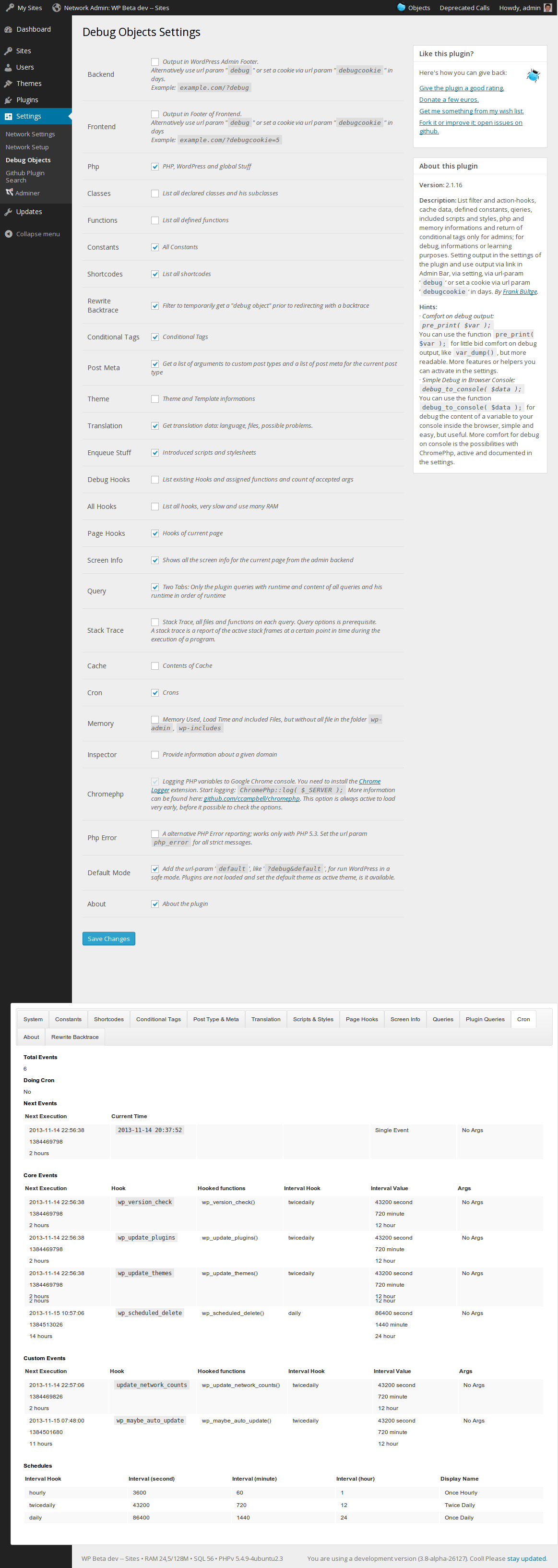 Settings Screenshot in WordPress 3.8 alpha