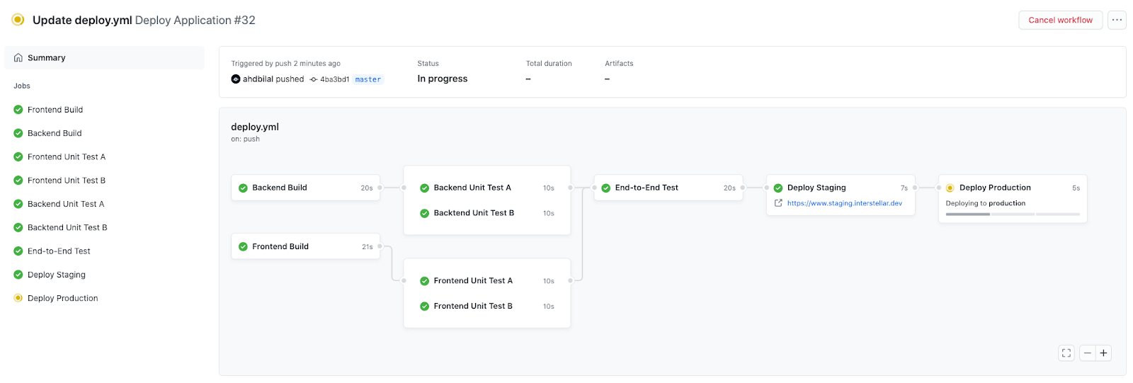 screenshot of workflow visualizer