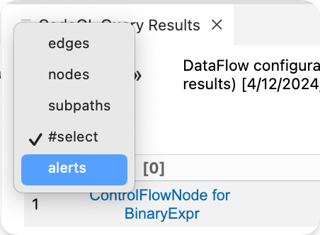 Change the view on your CodeQL query results to 