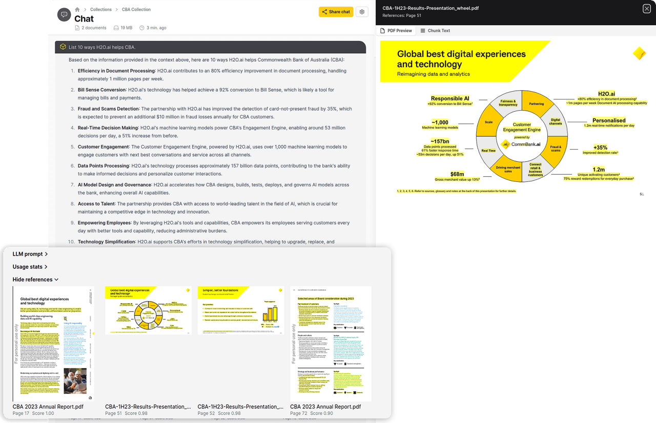 An image of the h2oGPT product showing RAG utilizing VectorDB, embeddings and LLM