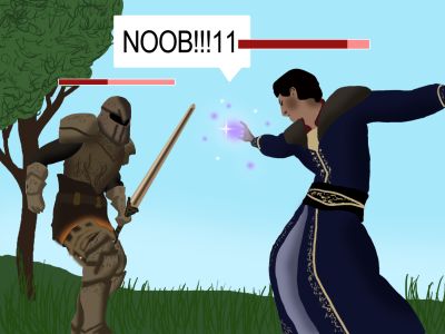 Computer image of role-playing game.