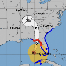 NOAA's cone model for Tropical Storm Helene