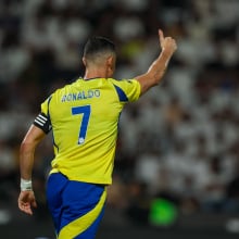 Cristiano Ronaldo of Al Nassr reacts