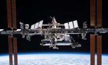 The International Space Station viewed from a SpaceX Dragon craft.