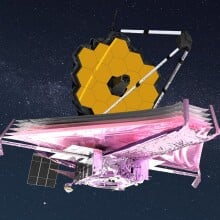 An illustration of the James Webb Space Telescope