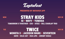 An Instafest fake music festival lineup featuring Stray Kids and Twice.