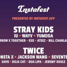 An Instafest fake music festival lineup featuring Stray Kids and Twice.