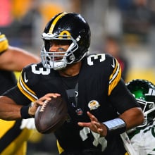 Russell Wilson of the Pittsburgh Steelers is tackled