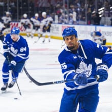 Ryan Reaves of the Toronto Maple Leafs warms-up