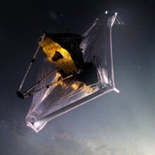 An artist's conception of the James Webb Space Telescope orbiting in space, 1 million miles from Earth.