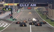 The race start during the F1 Grand Prix of Bahrain