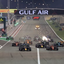 The race start during the F1 Grand Prix of Bahrain