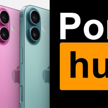 apple iphone 16 next to pornhub logo