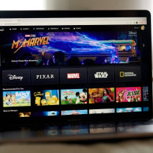 The Disney+ website shown on a laptop.