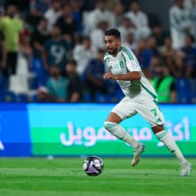 Riyad Mahrez of Al Ahli with the ball