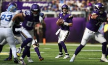 Sam Darnold of the Minnesota Vikings drops back to pass