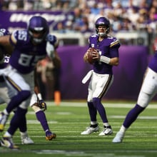 Sam Darnold of the Minnesota Vikings drops back to pass