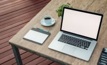 Laptop on table