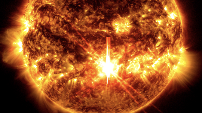 NASA’s Solar Dynamics Observatory snapped this view of a powerful solar flare in October 2024.