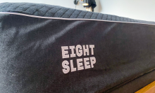 mattress cover with words "eight sleep" on it